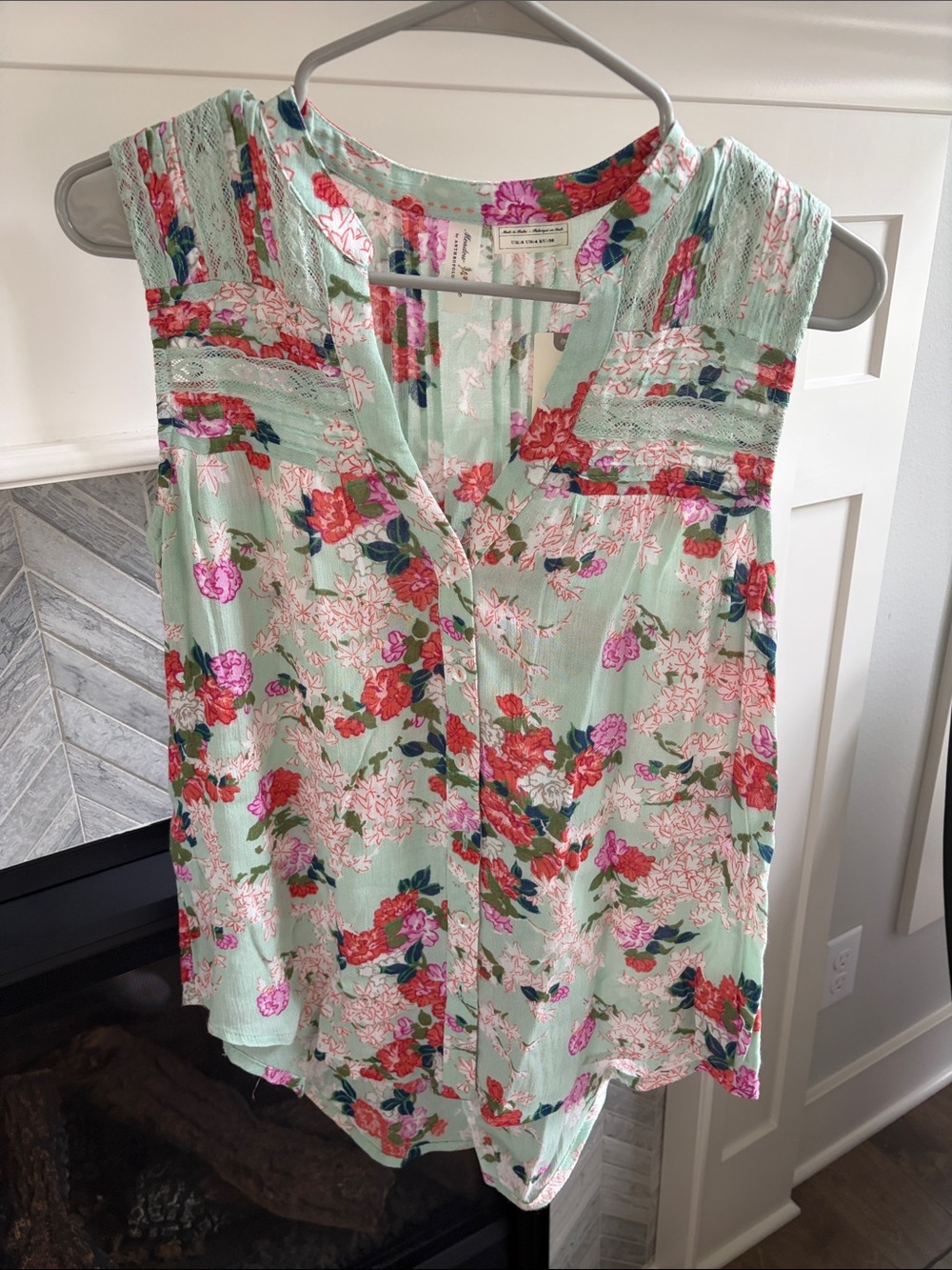 Anthropologie | Meadow Rue Floral Pintucked Top Green Size 4 Small NWT - Picture 2 of 7
